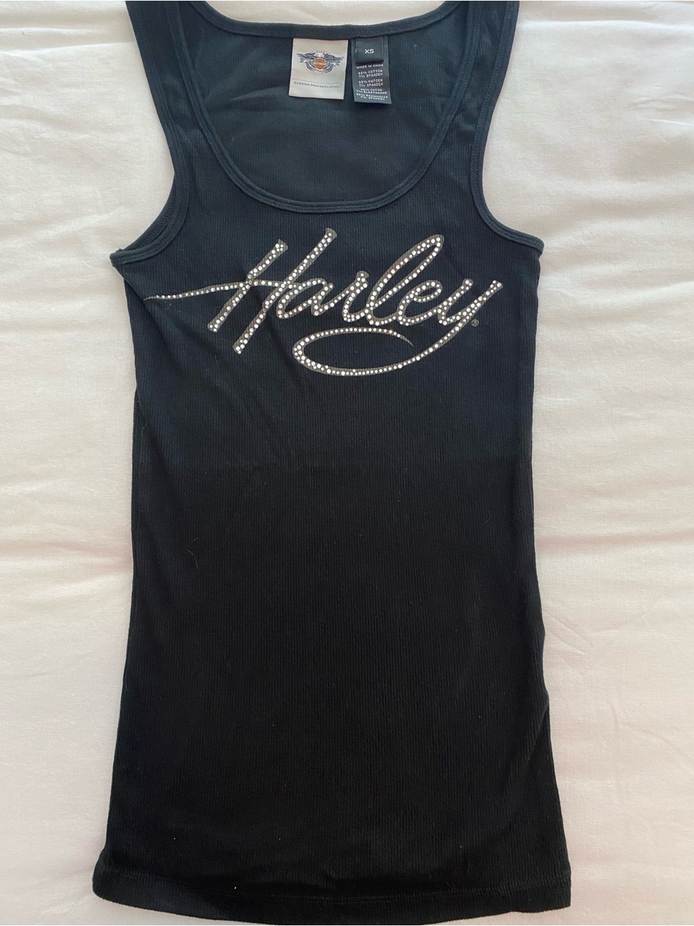 Harley Davidson Black Rhinestone 'Harley' Tank Top